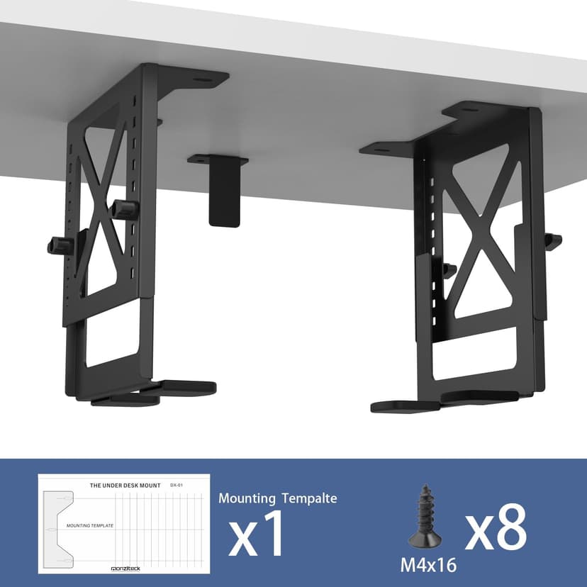 Monzlteck Adjustable Under Desk PC or NAS Mount Bracket Holder，Compatible with Desktop NAS(Network Attached Storage),CPU,UPS,Small Form Factor Desktop Tower.Xbox Series x,OptiPlex7000/7010