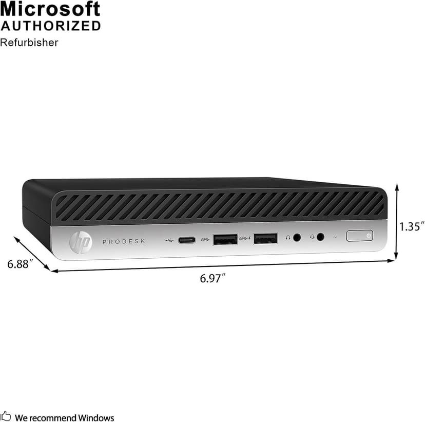 HP ProDesk 600 G3 Mini PC Desktop Intel Core i5-6500T (Quad Core) 16GB RAM 256GB PCIe Solid State Drive USB-C Windows 10 Professional (Renewed)