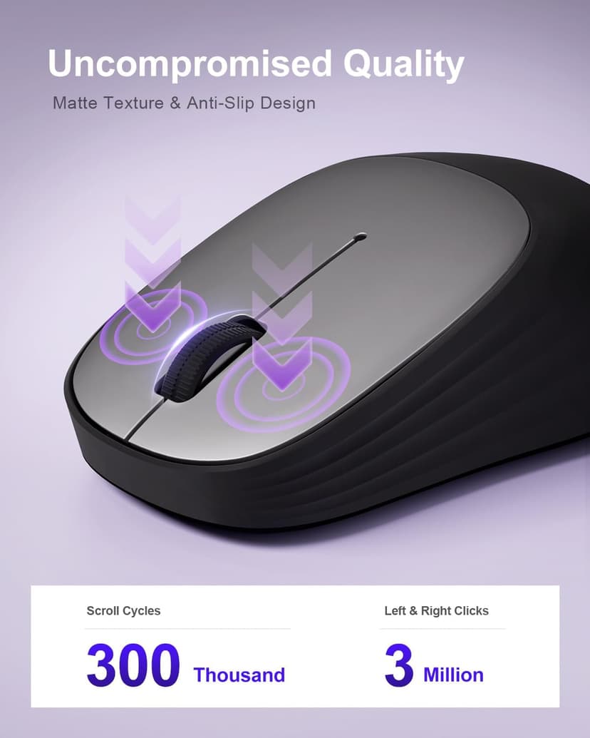 Wireless Mouse Bluetooth Mouse, 1600 DPI Optical Tracking, 3 Adjustable DPI, Compact and Portable Design for Small Hands PC, Mac, 12-Month Battery Life for Work or Travel