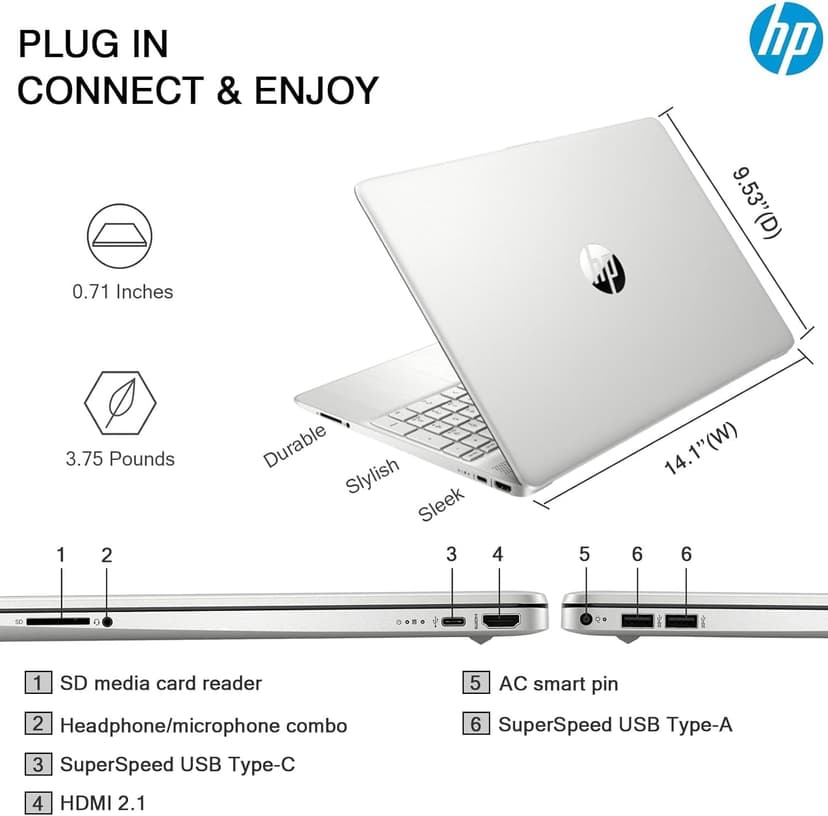 HP Flagship 15.6" HD Touchscreen Laptop Computer, 6-Core Intel i3 Processor, 16GB RAM, 1TB Storage (500GB SSD + 500GB Ext), Wi-Fi, Long Battery, HubxcelAccessory, Lifetime Office 2024, Win 11 Pro
