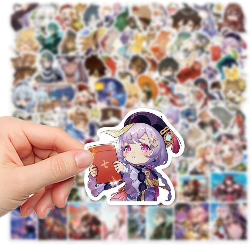 [100 PCS] QYZHIZ Cute Genshin Impact Sticker, Colourful Stickers, Game Sticker for Fans, Waterproof Stickers for Laptop, Water Bottle, Computer, Skate, Phone, Bike, Guitar.