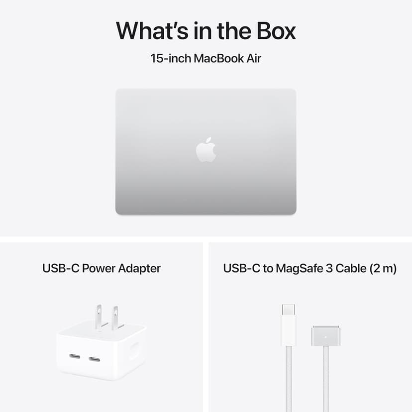 Apple 2025 MacBook Air 15-inch Laptop with M4 chip: Built for Apple Intelligence, 15.3-inch Liquid Retina Display, 16GB Unified Memory, 256GB SSD Storage, 12MP Center Stage Camera, Touch ID; Silver
