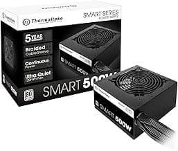 Thermaltake Smart 500W 80+ White Certified PSU, Continuous Power with 120mm Ultra Quiet Cooling Fan, ATX 12V V2.3/EPS 12V Active PFC Power Supply PS-SPD-0500NPCWUS-W