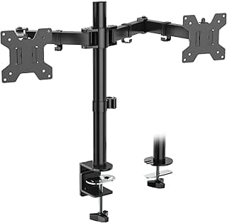 WALI Dual Monitor Desk Mount, Monitor Stand for 2 Monitors Up to 27inch, Dual Monitor Mount Max 22lbs for Home, Office, School (M002), Black