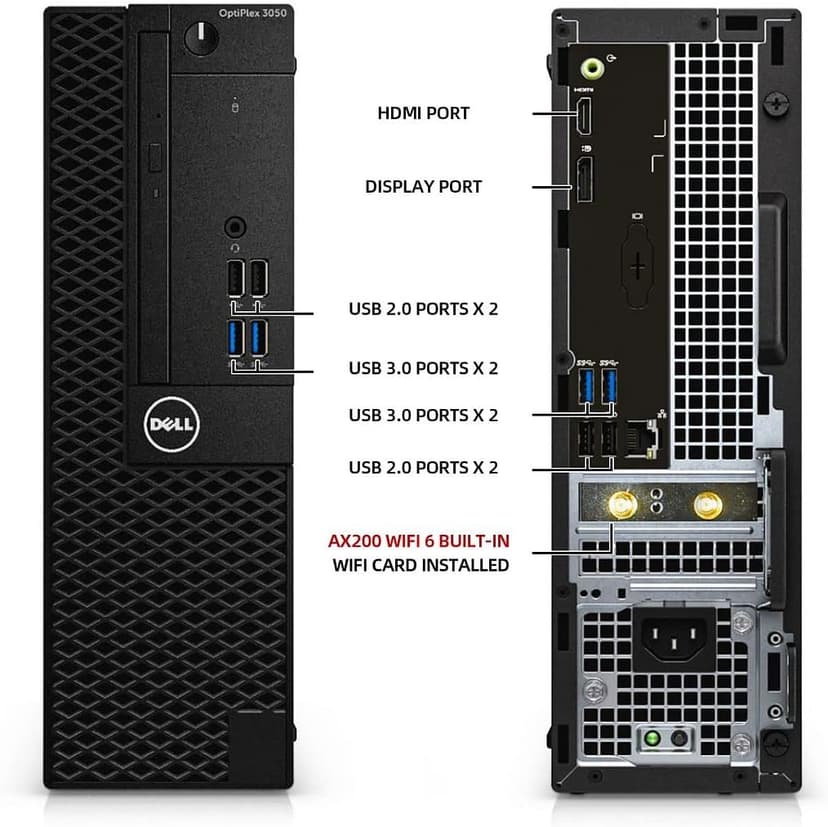 Dell OptiPlex 3050 Desktop Computers PC, 32GB Ram DDR4 New 512GB M.2 NVMe SSD, Intel AX200 Built-in WiFi 6,Bluetooth 5.2, i5-6500 3.2GHz, HDMI,Win 11 Pro (Renewed)