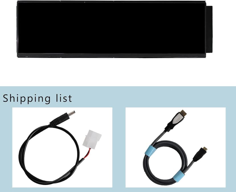 VSDISPLAY 12.6 Inch IPS LCD Screen Monitor 1920x515 Display with Cable Kit,Fit for DIY Y60 PC Case CPU GPU Secondary Monitor Panel
