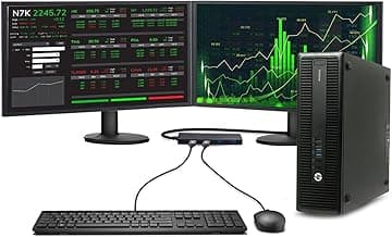 HP Trading Optimized PC Bundle Intel Core i5 6th Gen,32GB RAM,512 nvme SSD, 2 New 24€ Monitors, 2 Network Cards, Trading Platform Support, 4 in 1 USB HUB, Key Board & Mouse Windows 10 Pro (Renewed)