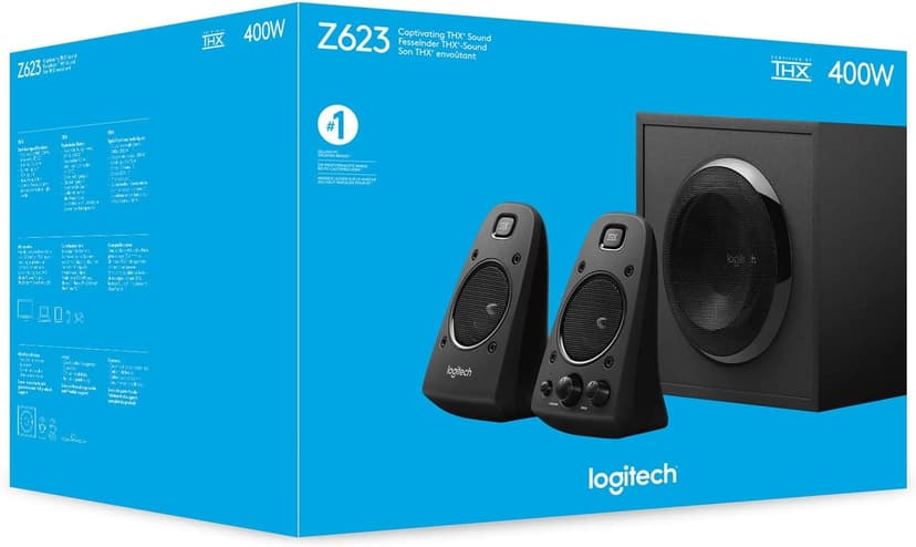 Logitech Z623 400 Watt Home Speaker System, 2.1 Speaker System - Black