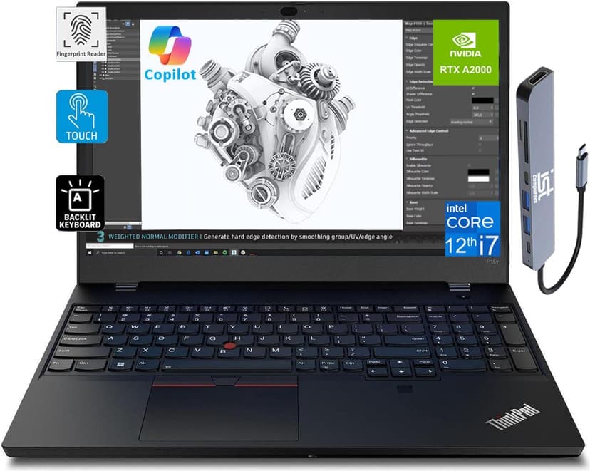 Lenovo ThinkPad P15v Gen 3 15.6" FHD Touchscreen Mobile Workstation (NVIDIA RTX A2000, Intel 14-Core i7-12800H, 64GB DDR5 RAM, 2TB SSD) Laptop for Engineer, Designer, IST Hub, Win 11 Pro, AI Copilot