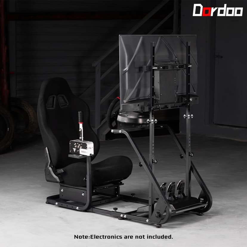Dardoo g923 Racing Simulator Cockpit with Monitor Mount and Black Seat Adjustable Fits For Logitech g29 g920, Thrustmaster t300 Simulated Cockpit Without Shifter, Wheel, Pedals and Display