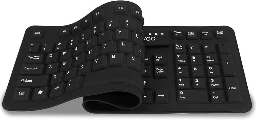 Sungwoo Foldable Silicone USB Wired Standard Waterproof Rollup Keyboard for PC Notebook Laptop, Full Size (Black)