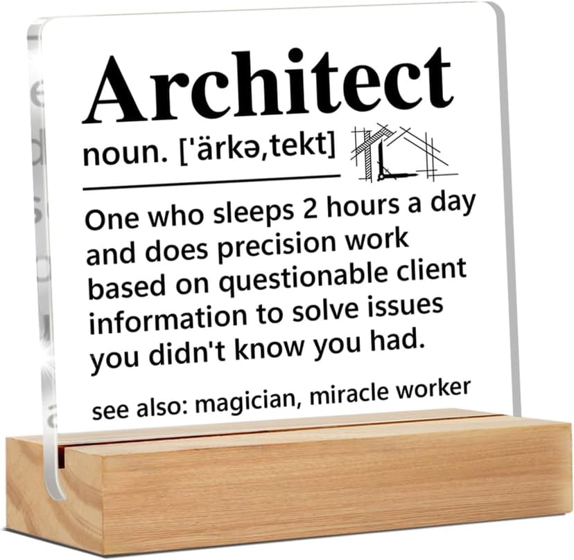 Architect Gifts for Men Women, Funny Architecture Architectural Engineering Gifts, Architect Definition Clear Desk Decorative Sign Office Home Acrylic Decor