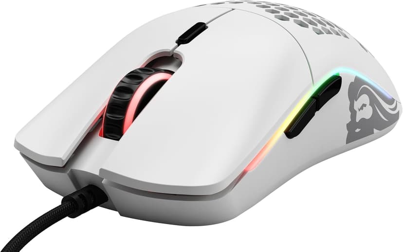 Glorious Model O Wired Gaming Mouse 67g Superlight Honeycomb Design, RGB, Pixart 3360 Sensor, Omron Switches, Ambidextrous - Matte White