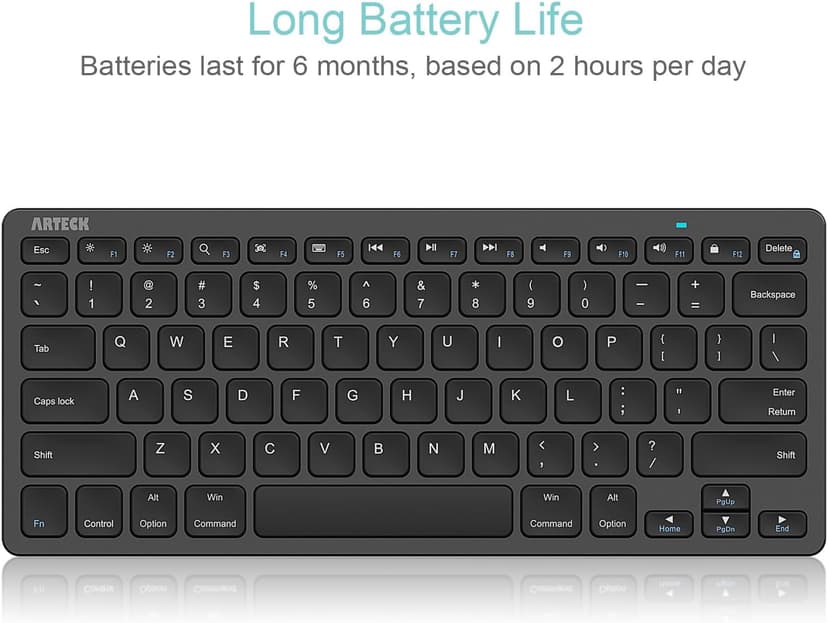 Arteck Ultra-Slim Bluetooth Keyboard Compatible with iPad 10.2-inch/iPad Air/iPad 9.7-inch/iPad Pro/iPad mini, iPhone and Other Bluetooth Enabled Devices Including iOS, Android, Windows, Black