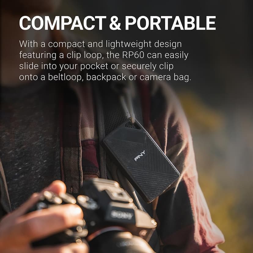 PNY RP60 2TB Portable SSD - Up to 2000MB/s, USB-C, USB 3.2 Gen2x2 - Rugged, IP65 Rated, Water/Dust/Drop Resistant - For Photos, Videos, Gaming and more - External Solid-State Drive - PSD0CS3060-2TB-RB