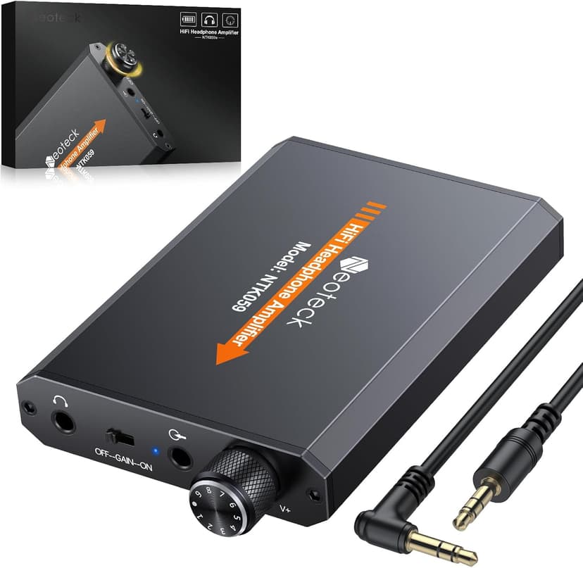 Neoteck Portable 3.5mm Headphone Amplifier Two-Stage Gain Switch, 16-150 Ohm, Aluminum Matte Surface