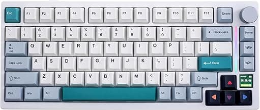 GK GAMAKAY TK75 V2 75% Silent Mechanical Keyboard with TFT Screen, Hot Swap RGB Bluetooth 5.0/2.4GHz Wireless/USB-C Wired PBT Cherry Profile Keycaps Gaming Keyboard (GamaKay Pegasus Switch)