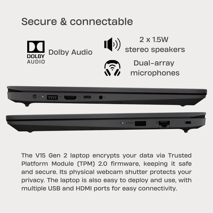 Lenovo 15.6" Laptop Computer for Home Business Student, Intel Dual-Core Processor, 32GB DDR4 RAM, 1TB PCIe SSD, FHD Display, WiFi 6, Bluetooth 5.2, HDMI, Numeric Keypad, Black, Windows 11 Pro, Tichang