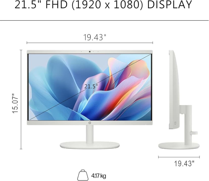 HP 21.5-inch All-in-One Desktop PC - w/Office 2024 Lifetime, Free CD/DVD Drive - FHD Display, Intel Celeron Processor, Wi-Fi 6, HDMI, HD Webcam, Windows 11 Pro(32GB RAM, 1TB SSD)
