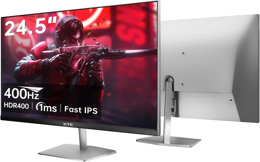 24.5 inch 400Hz 240Hz Gaming Monitor | Fast IPS 1ms | FHD 1080P Monitor | HDR 400 128% sRGB | HDMI x2, DP x2 |Tilt Adjustability Silver-Gray VESA 360Hz Monitors H25X7