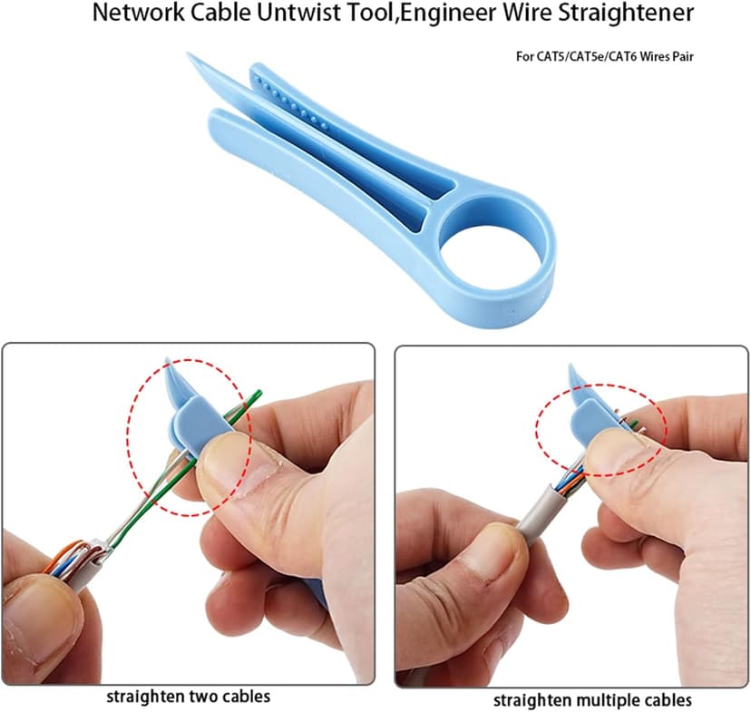 5 PCS Network Cable Untwist Tool,Wires Separator Tools, Wire Straightener Engineer Wire Straightener for CAT5/CAT5e/CAT6/CAT7 Wires Pair Separator Tools Quickly Easily Untwists (blue)