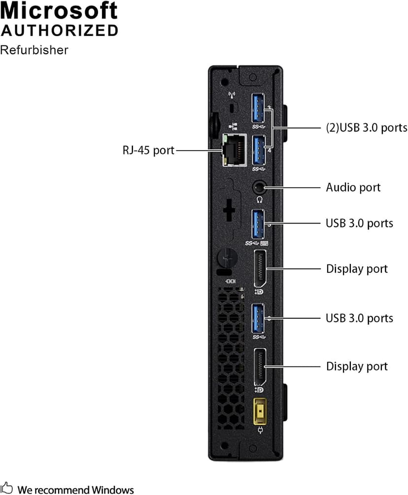lenovo ThinkCentre M900 Tiny Desktop Micro Tower PC (Intel Core i5-6500T, 8 GB Ram, 256 GB SSD, USB 3.0, WiFi) Windows 10 Pro (Renewed)