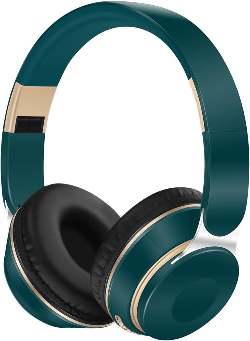 RAT TAIL Bluetooth Headset, Chat- Comfortable Over Ear Stereo Wireless Headphones with Mic, Soft Earmuffs/Foldable/SD/TF/FM Radio, 20H Playtime, Great for Music/Tour/Gym/Game/Chat (Deep Green)