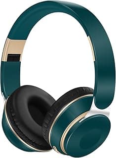 RAT TAIL Bluetooth Headset, Chat- Comfortable Over Ear Stereo Wireless Headphones with Mic, Soft Earmuffs/Foldable/SD/TF/FM Radio, 20H Playtime, Great for Music/Tour/Gym/Game/Chat (Deep Green)