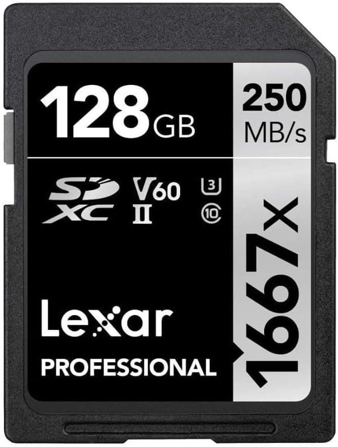 Lexar 128GB Professional 1667x SD Card, UHS-II, C10, U3, V60, Full HD, 4K, Up To 250MB/s Read SDXC Memory Card, for Professional Photographer, Videographer, Enthusiast (LSD128CBNA1667)