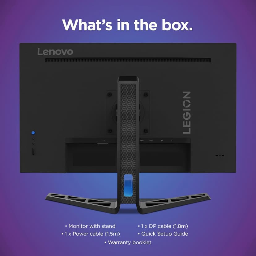 Lenovo Legion R27q-30 Gaming Monitor, 27” QHD Display, 180Hz, 0.5ms Response, AMD FreeSync Premium, Lift/Tilt/Pivot/Swivel Stand, HDMI 2.1 and DisplayPort 1.4, 350 nits, Raven Black