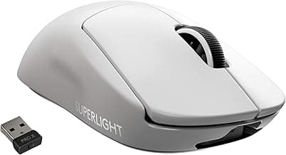 Logitech G PRO X SUPERLIGHT Wireless Gaming Mouse, Ultra-Lightweight, HERO 25K Sensor, 25,600 DPI, 5 Programmable Buttons, Long Battery Life, Compatible with PC / Mac - White