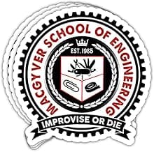 3 Pcs School of Engineering Improvise Or Die Stickers, Engineering Stickers, Funny Mechanic Work Stickers for Adults - Vinyl Sticker 3 Inches for Water Bottles Laptop Phone Car Window Helmet