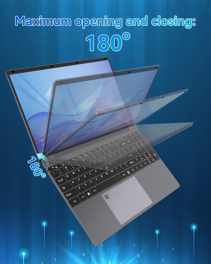 15.6" Laptop PC- Quad-Core N95 Processor (Up to 3.4GHz) Laptop Computer 16GB DDR4 512GB SSD, Students Business Laptop Support Touch ID,WiFi, BT4.2, HDMI, USB 3.0