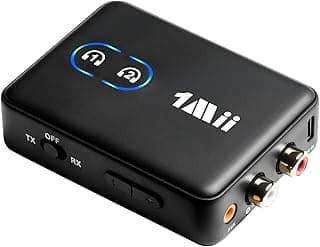 1Mii RCA Bluetooth 5.3 Adapter for TV, 3.5mm AUX Bluetooth Transmitter Receiver for 2 AirPods or Headphones, Home Stereo, Speakers, Projector, Treadmills, PC, with Volume Control, aptX Low Latency