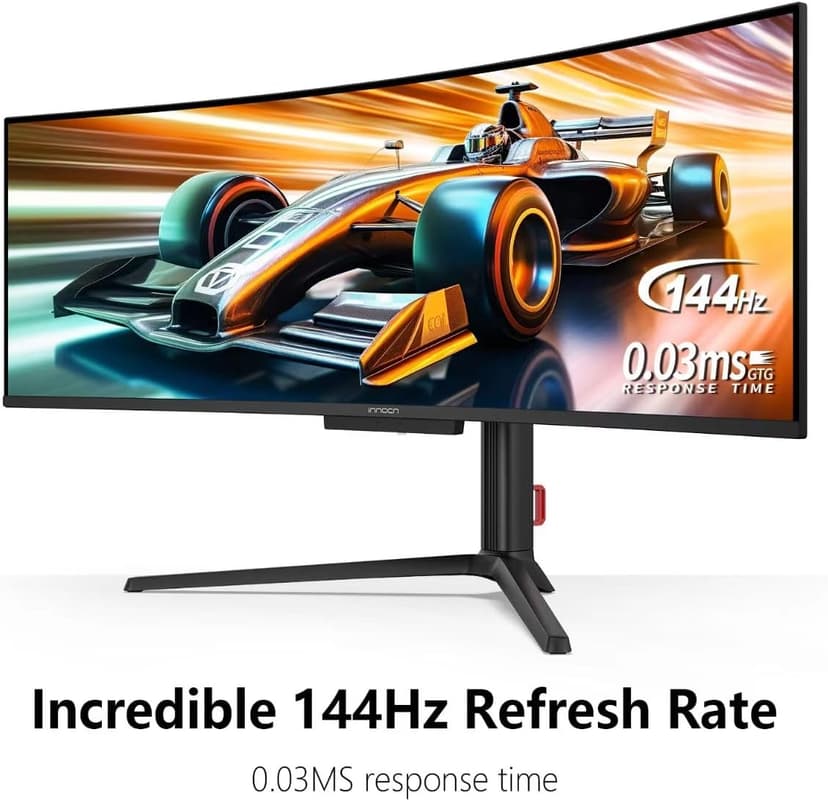 INNOCN 49" OLED Ultrawide Curved Gaming Monitor 5120 x 1440p 144Hz, 0.03ms, USB Type C 90W, HDMI 2.1, DisplayPort, USB Hub, Speakers, Adaptive-Sync, Adjustable Stand, Black