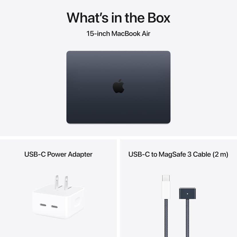 Apple 2025 MacBook Air 15-inch Laptop with M4 chip: Built for Apple Intelligence, 15.3-inch Liquid Retina Display, 16GB Unified Memory, 256GB SSD Storage, 12MP Center Stage Camera, Touch ID; Midnight