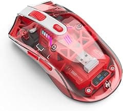 Pegasus Transparent Wireless Gaming Mouse with RGB Lighting, Bluetooth, Adjustable DPI, Red (MKE 830)