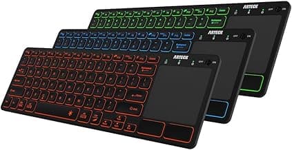 Arteck Universal Backlit 7-Colors Bluetooth Touch TV Keyboard with Easy Media Control and Build-in Touchpad for TV-Connected Computer, Smart TV, Desktop, Laptop, iPad, Surface, Tablet, HTPC