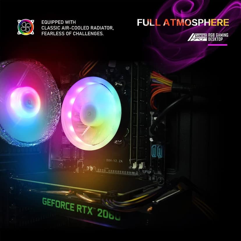 STGAubron Gaming PC Desktop, GeForce RTX 2060 6G GDDR6, Intel Core i7 up to 3.9 GHz, 16G RAM, 512G SSD, WiFi, BT 5.0, RGB Fan x6, RGB BT Sound Bar, Windows 10 Home