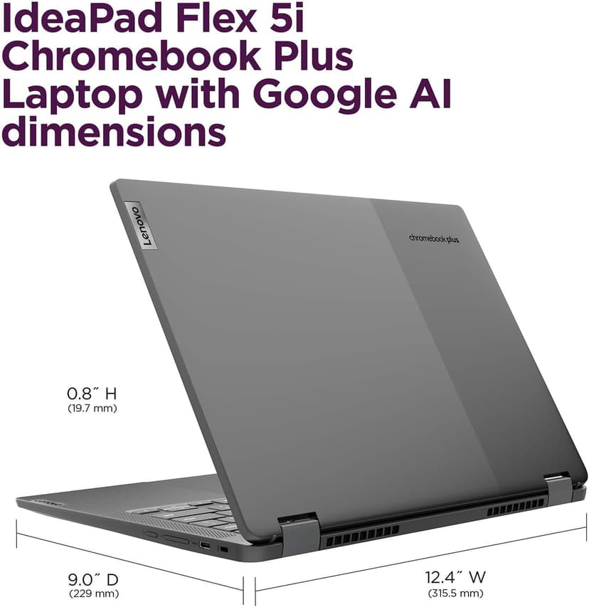 Lenovo IdeaPad Flex 5i Chromebook Plus 14" FHD+ 2-in-1 Touchscreen Laptop (Intel Core i3-1315U, 8GB RAM, 256GB Storage), Backlit, FHD Webcam, Chrome OS, w/Google AI, 2TB of Cloud Storage, Grey