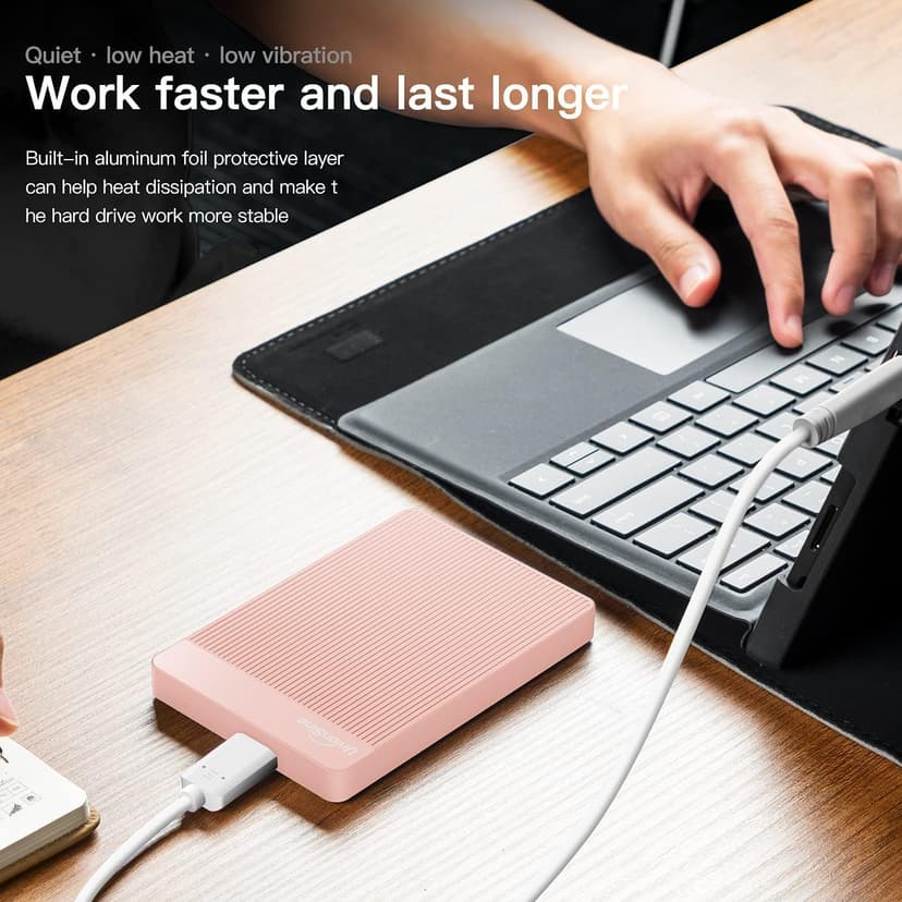 UnionSine 500GB Ultra Slim Portable External Hard Drive USB3.0 HDD Storage Compatible for PC, Desktop, Laptop,Mac, Xbox One, Xbox 360, PS4(Pink) HD-2510
