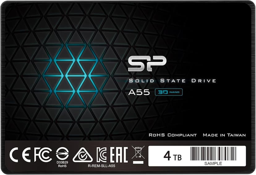 SP Silicon Power 4TB SSD 3D NAND A55 SLC Cache Performance Boost SATA III 2.5'' 7mm (0.28'') Internal Solid State Drive (SP004TBSS3A55S25)