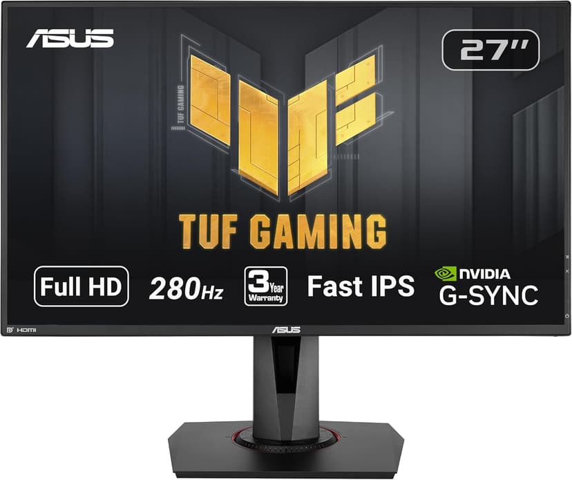 ASUS TUF Gaming VG279QM 27” HDR Monitor, 1080P Full HD (1920 x 1080), Fast IPS, 280Hz, G-SYNC Compatible, Extreme Low Motion Blur Sync (ELMB SYNC), 1ms, DisplayHDR 400,, BLACK