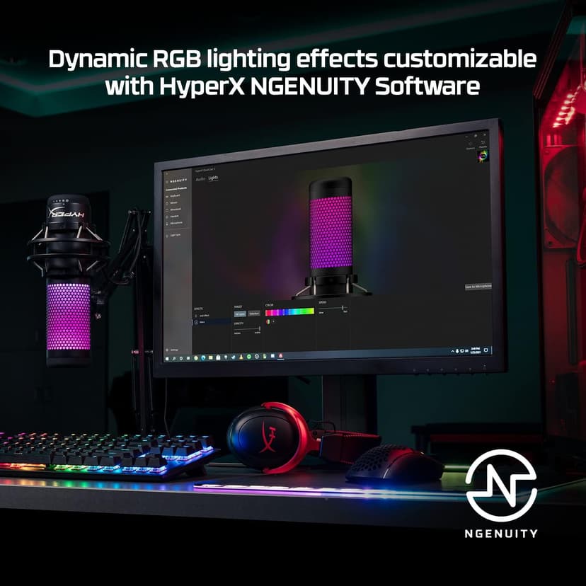 HyperX QuadCast S – RGB USB Condenser Microphone for PC, PS5, Mac, Anti-Vibration Shock Mount, 4 Polar Patterns, Pop Filter, Gain Control, Gaming, Streaming, Podcasts, Twitch, YouTube, Discord – White