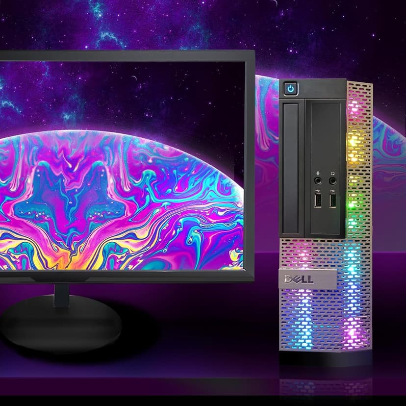 Dell OptiPlex RGB Desktop Computer PC, Intel Core i7 up to 3.8GHz, 16G RAM, 512G SSD, New 22 inch FHD LED Monitor, RGB Keyboard & Mouse, RGB BT Sound Bar, Webcam, WiFi, BT 5.0, W10P64 (Renewed)