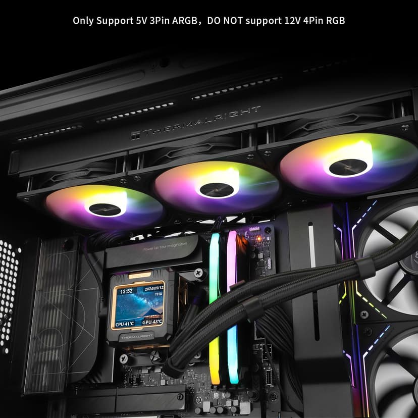 Thermalright FW360 Black ARGB CPU AIO Cooler,PC 360 Specification Water Cooler System,IPS LCD Screen with 320x240 Resolution,for AM5&Intel LGA1700/1851,CPU Cooler Comes with 2.4-inch LCD Display