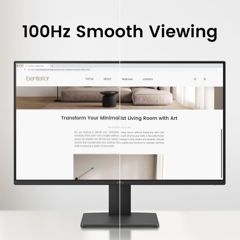 BenQ GW2491 23.8” 1080p FHD 100Hz IPS Eye-Care Monitor, HDMI, DisplayPort, 1080x1920, Ultra Slim Bezel, TUV-Certified, Flicker-free, Low Blue Light Plus, Eye-CareU
