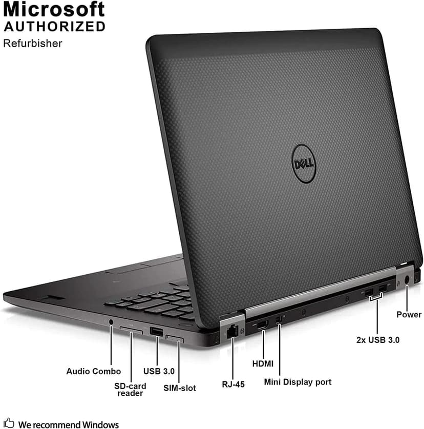 Dell Latitude E7470 14in Laptop, Core i5-6300U 2.4GHz, 8GB Ram, 256GB SSD, Windows 10 Pro 64bit (Renewed)