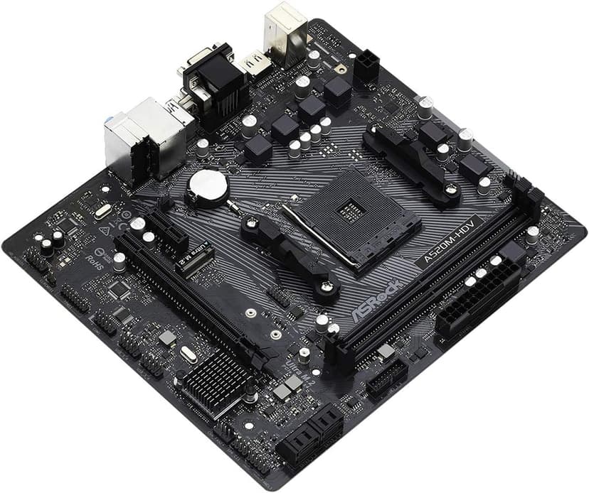 ASRock A520M-HDV Supports AMD AM4 Socket Ryzen™ 3000, 4000 G-Series and 5000 and 5000 G-Series Desktop Processors Motherboard, 32 GB memory storage