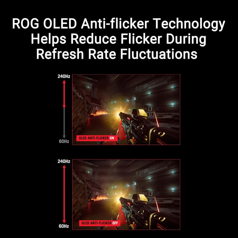 ASUS ROG Swift 32” 4K OLED Gaming Monitor (PG32UCDP) - WOLED, Dual Mode (4K 240Hz, FHD 480Hz), 0.03ms, G-SYNC Compatible, Custom Heatsink, AI Gaming, 99% DCI-P3,True 10-bit, USB-C 90W, 3yr Warranty